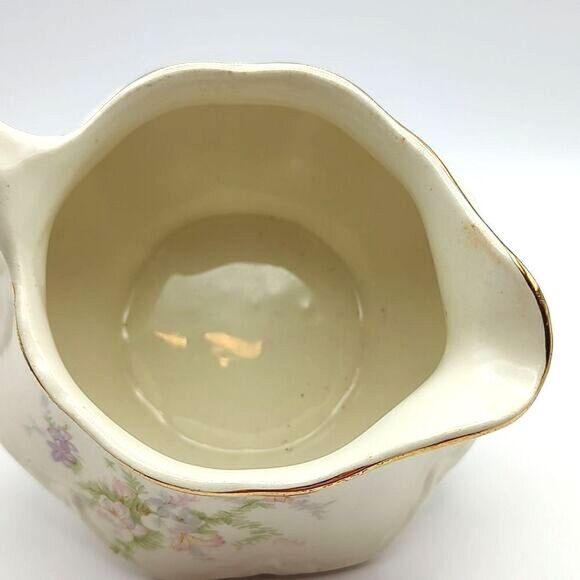 Homer Laughlin Creamer Dainty Floral with Gold Trim Cottage Grandma Cute - Picture 6 of 8